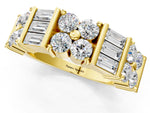 Yellow gold Channel Set Round and Baguette Diamond Anniversary Band with Prong Setting_1