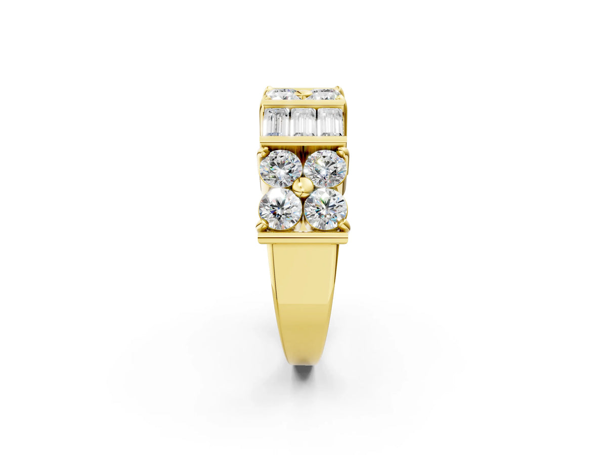 Yellow gold Channel Set Round and Baguette Diamond Anniversary Band with Prong Setting_2
