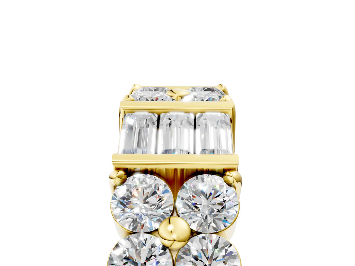 Yellow gold Channel Set Round and Baguette Diamond Anniversary Band with Prong Setting_5