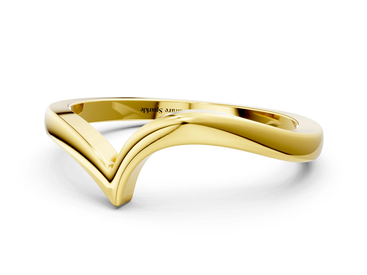 Yellow gold Chevron V-Shaped Contour Band