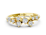 Yellow gold Cluster Diamond Round Cut White Gold Band with Prong Setting