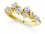 Yellow gold Cluster Diamond Round Cut White Gold Band with Prong Setting_1