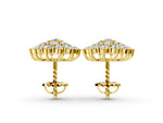 Yellow gold Cluster Diamond Round Stud Earrings with Basket Setting