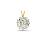 Yellow gold Cluster Round Diamond Prong-Set Pendant