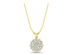 Yellow gold Cluster Round Diamond Prong-Set Pendant_1