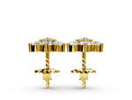 Yellow gold Cluster Round Diamond Stud Earrings