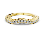 Yellow gold Curved Diamond Pavé Round Eternity Band with Shared Prong Setting