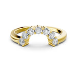 Yellow gold Curved Round Diamond Pave Band with Prong Setting