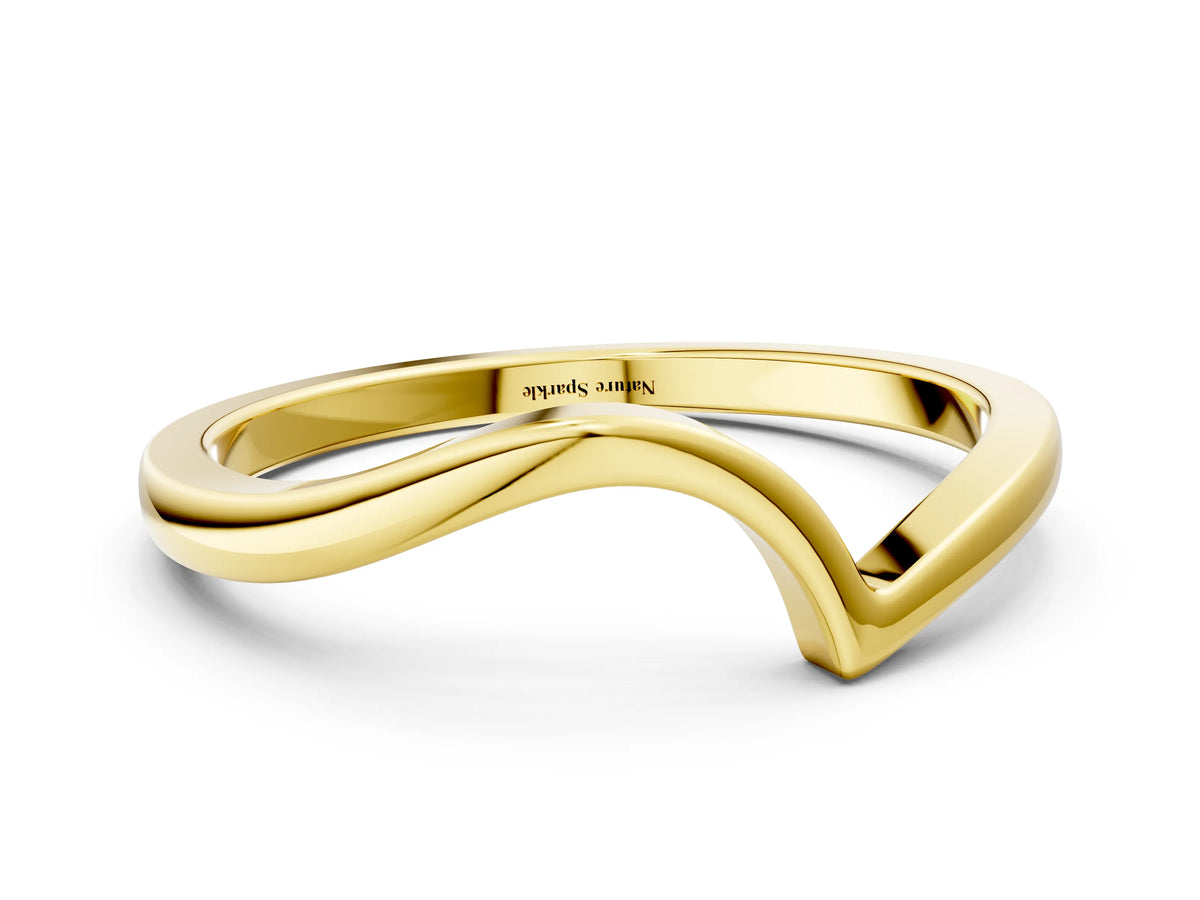 Yellow gold Curved Solitaire Band with Round Stone Setting