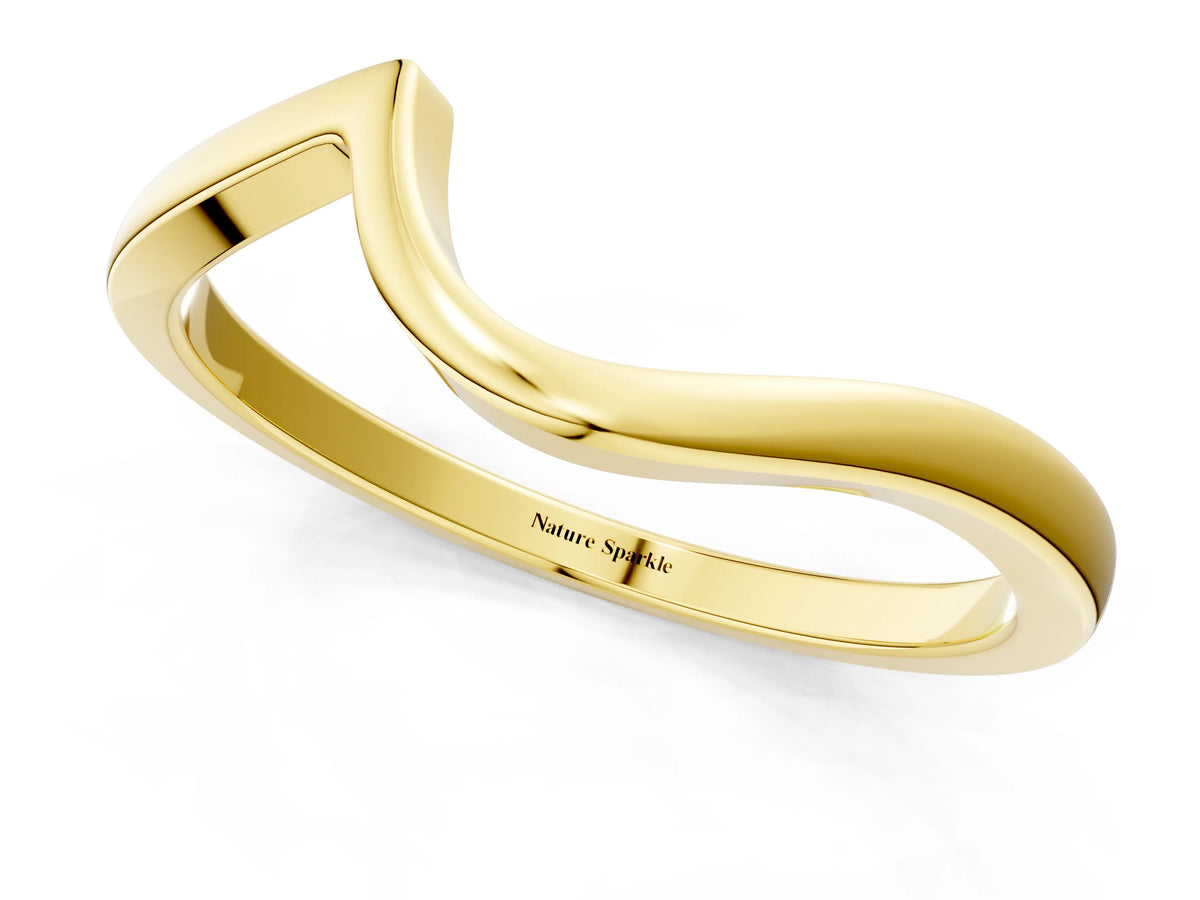 Yellow gold Curved Solitaire Band with Round Stone Setting_1