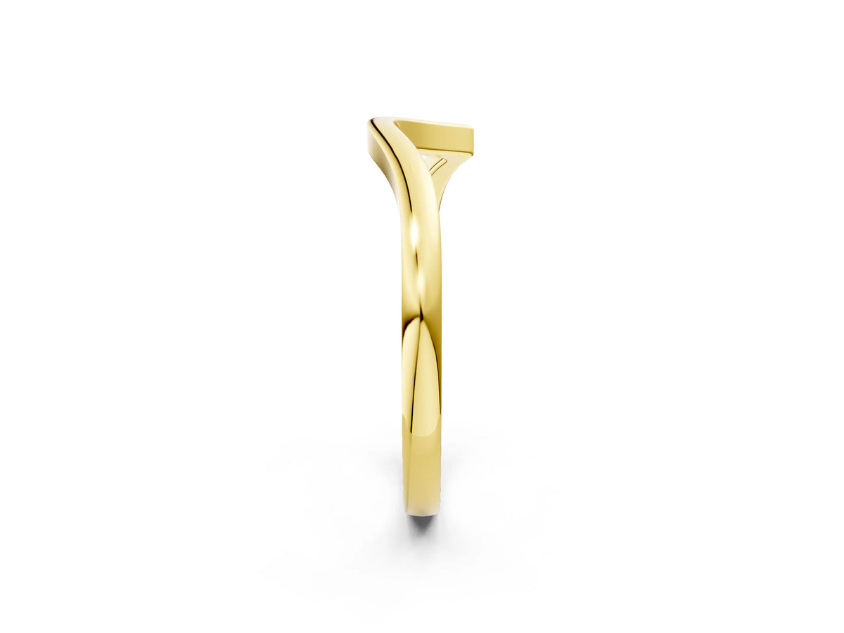 Yellow gold Curved Solitaire Band with Round Stone Setting_2