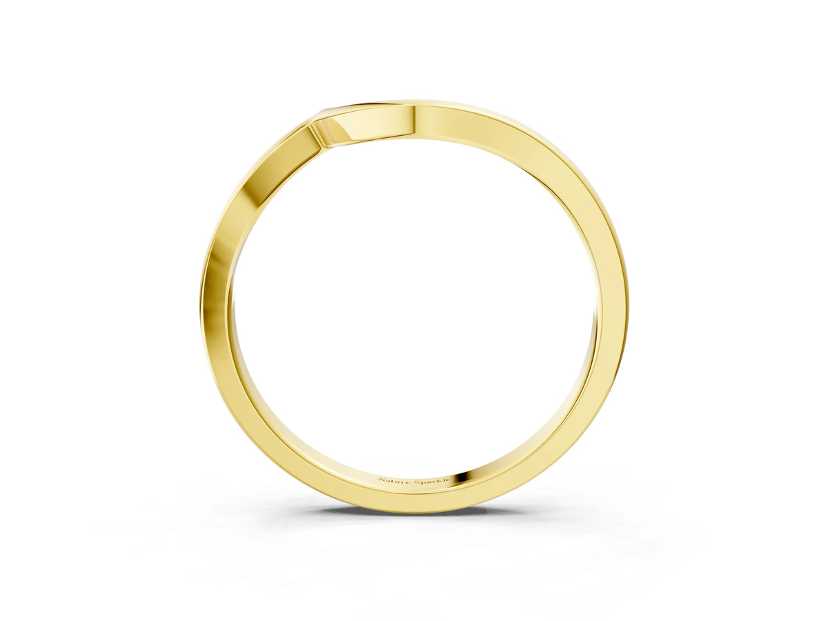 Yellow gold Curved Solitaire Band with Round Stone Setting_3