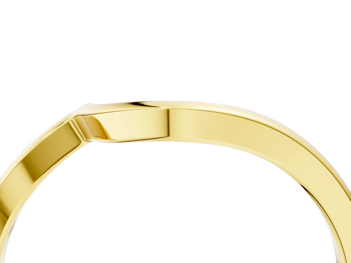 Yellow gold Curved Solitaire Band with Round Stone Setting_4