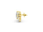 Yellow gold Cushion Cut Diamond Floral Stud Earrings with Multi-Shape Accents_1