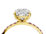 Yellow gold Cushion Cut Diamond Solitaire Ring with Round Morganite Pavé Band and Prong Setting_4