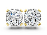 Yellow gold Cushion Cut Diamond Stud Earrings