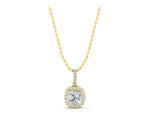 Yellow gold Cushion Halo Diamond Pendant with Prong Setting_1