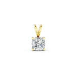 Yellow gold Cushion Solitaire Diamond Prong Pendant
