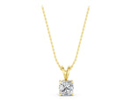 Yellow gold Cushion Solitaire Diamond Prong Pendant_1