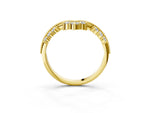 Yellow gold Diamond Chevron Milgrain Band with Round Cut Stones and Prong Setting_3