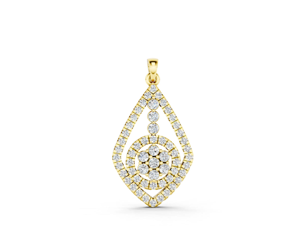Yellow gold Diamond Halo Pendant with Pavé Setting