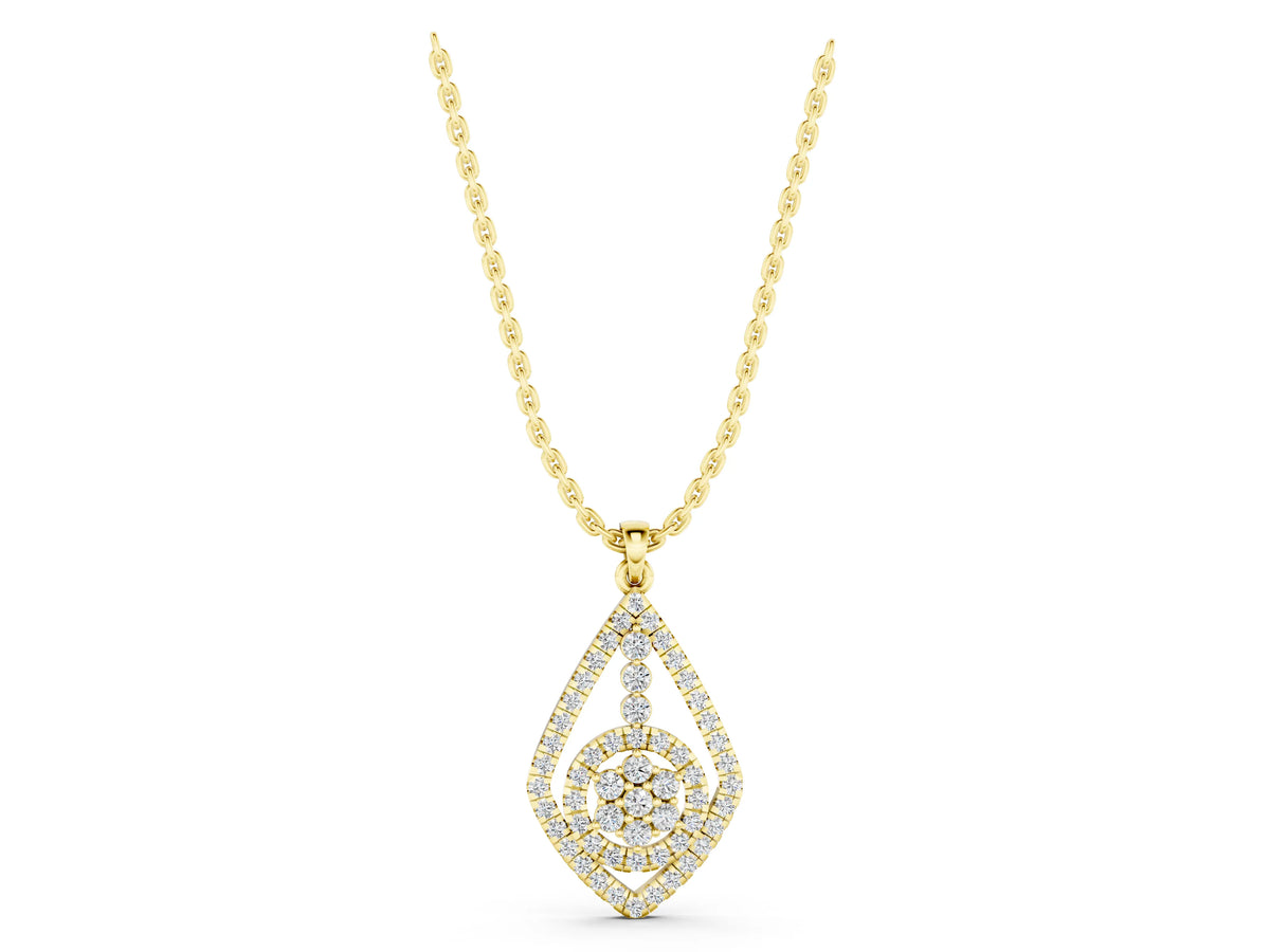 Yellow gold Diamond Halo Pendant with Pavé Setting_1