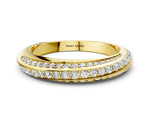 Yellow gold Double Row Pavé Round Diamond Channel Set Band