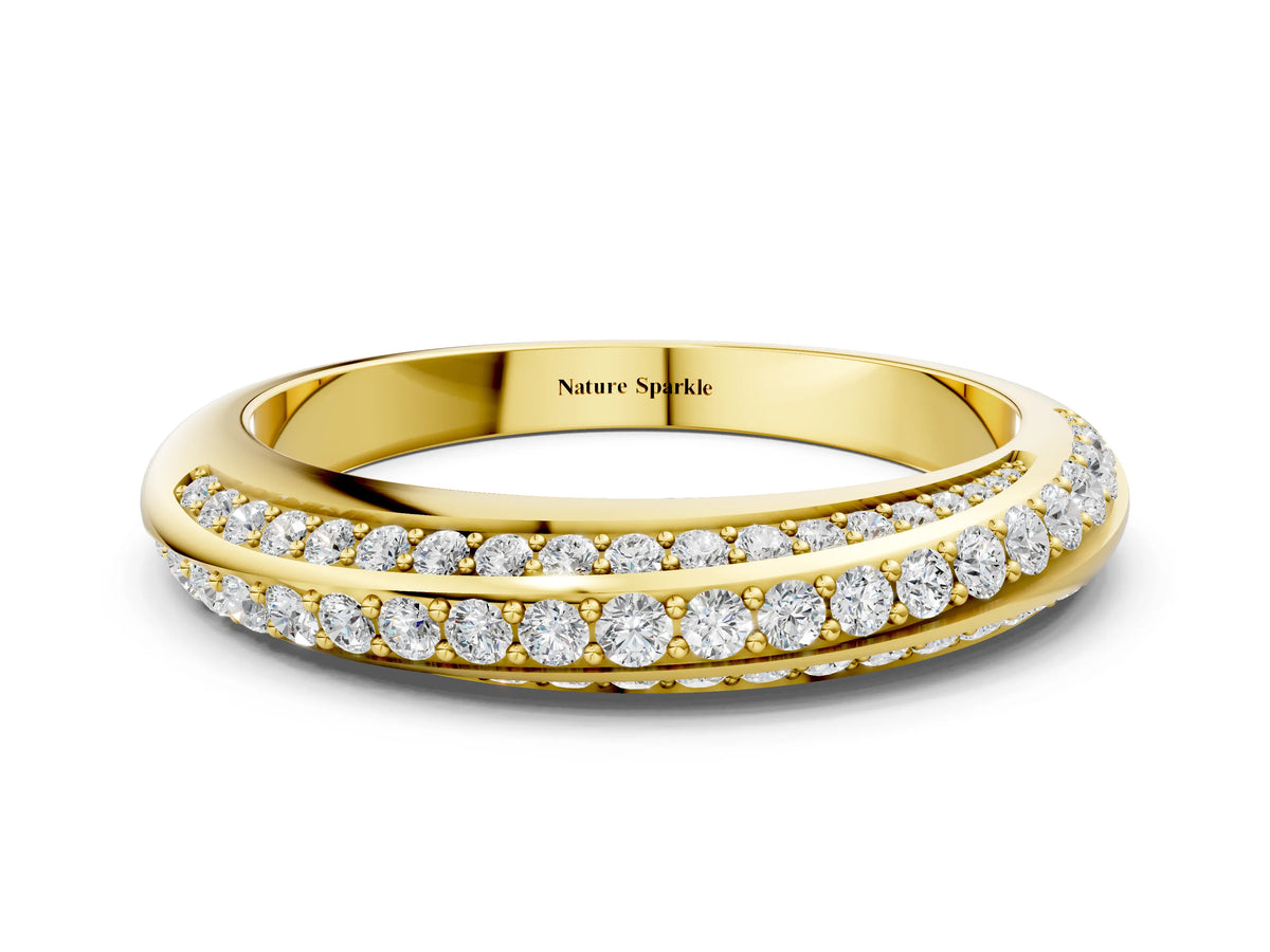 Yellow gold Double Row Pavé Round Diamond Channel Set Band