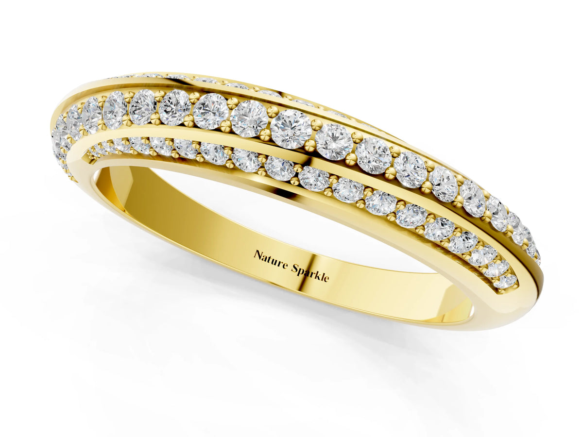 Yellow gold Double Row Pavé Round Diamond Channel Set Band_1