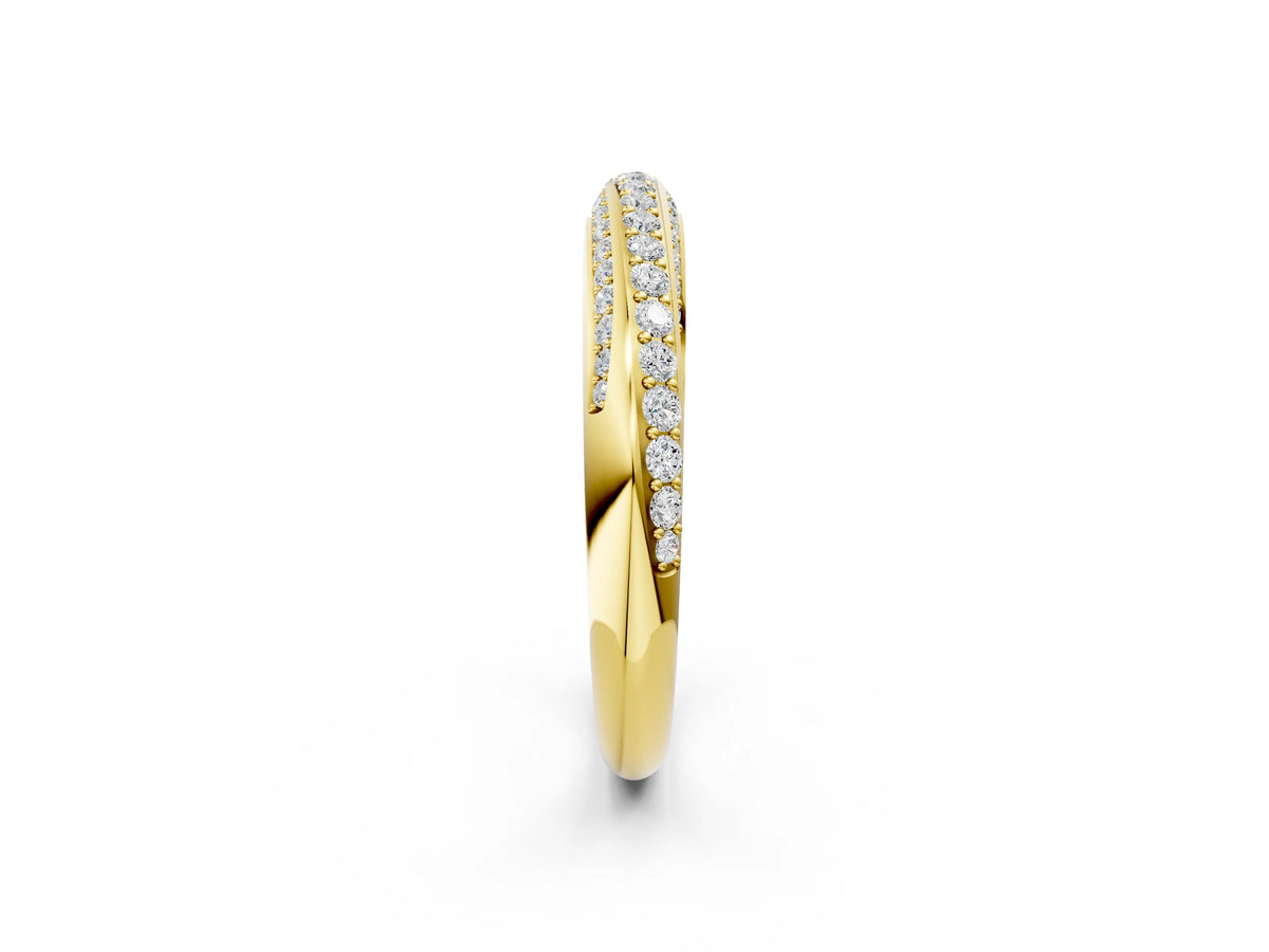 Yellow gold Double Row Pavé Round Diamond Channel Set Band_2