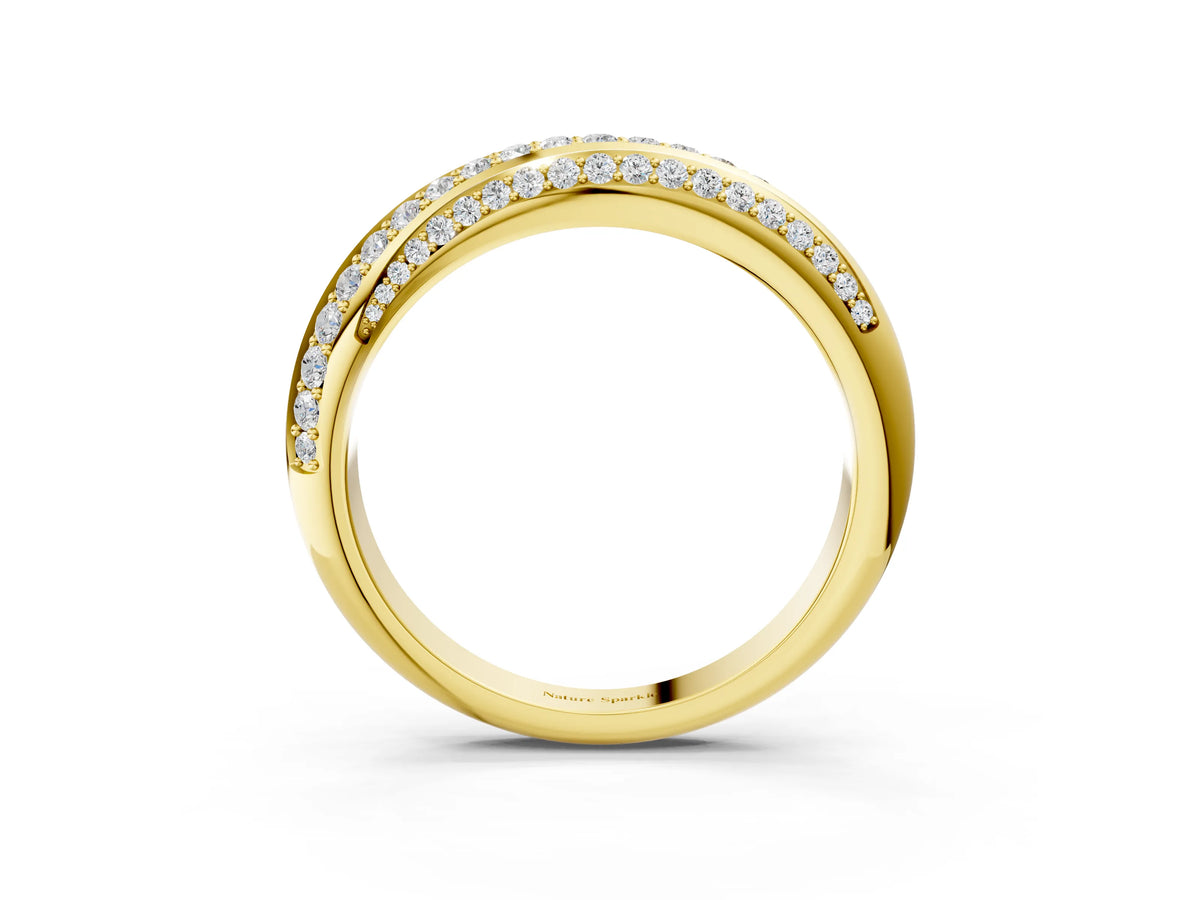 Yellow gold Double Row Pavé Round Diamond Channel Set Band_3
