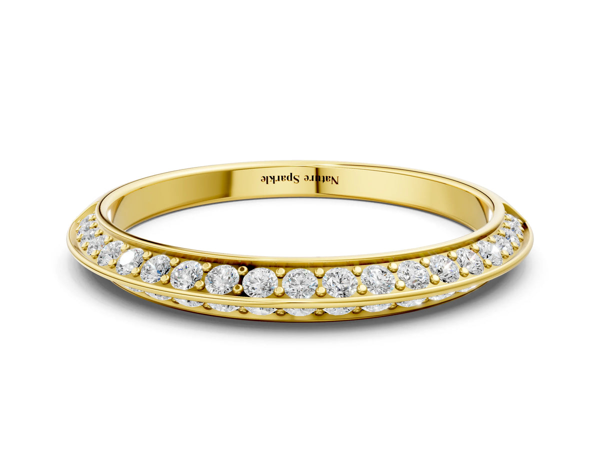 Yellow gold Double Row Pavé Round Diamond Eternity Band with Channel Setting