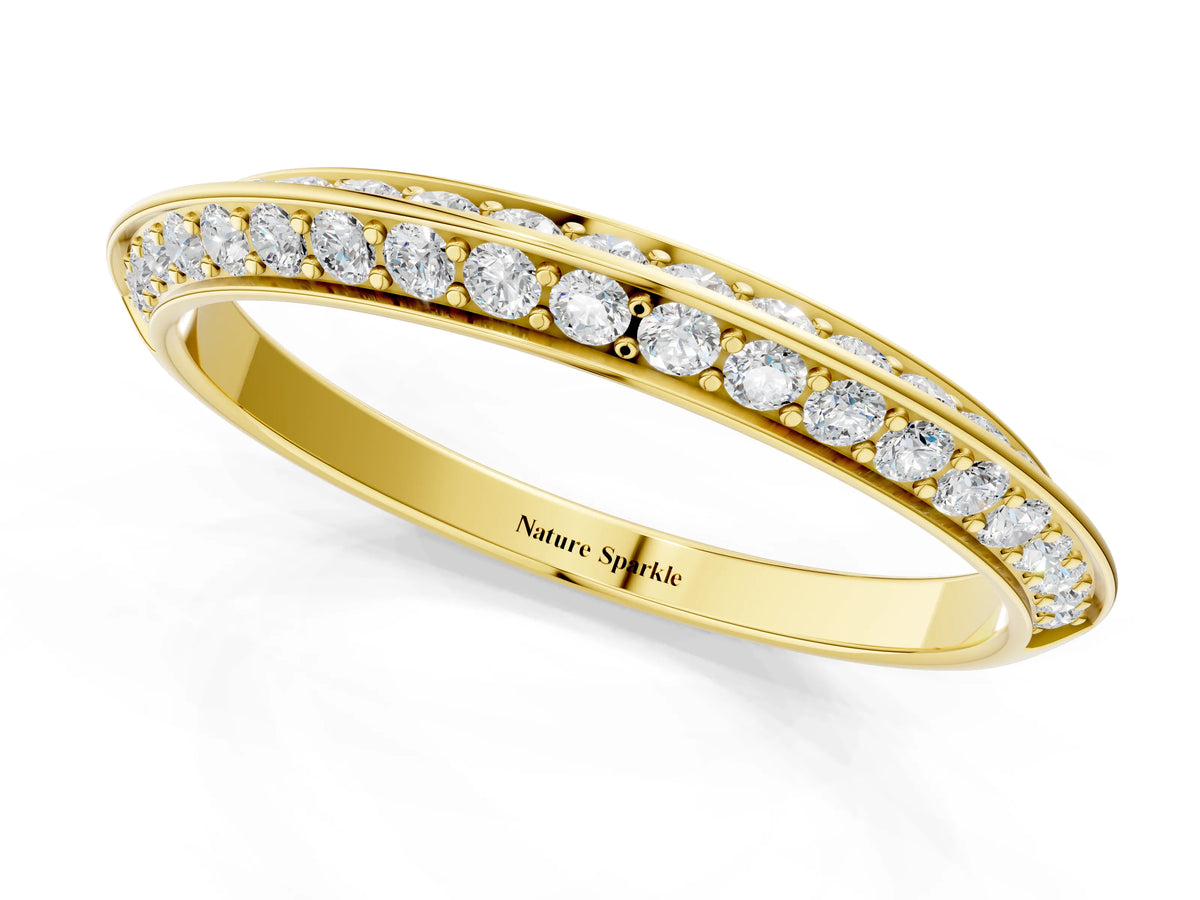 Yellow gold Double Row Pavé Round Diamond Eternity Band with Channel Setting_1