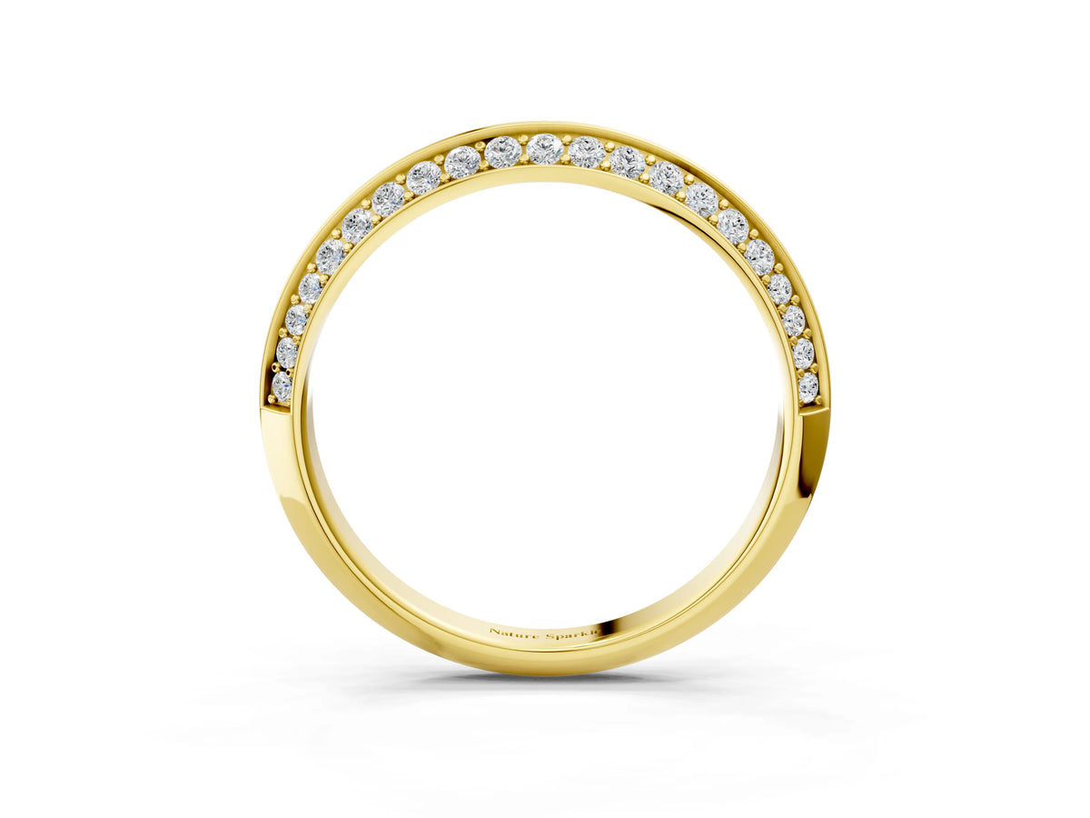 Yellow gold Double Row Pavé Round Diamond Eternity Band with Channel Setting_3