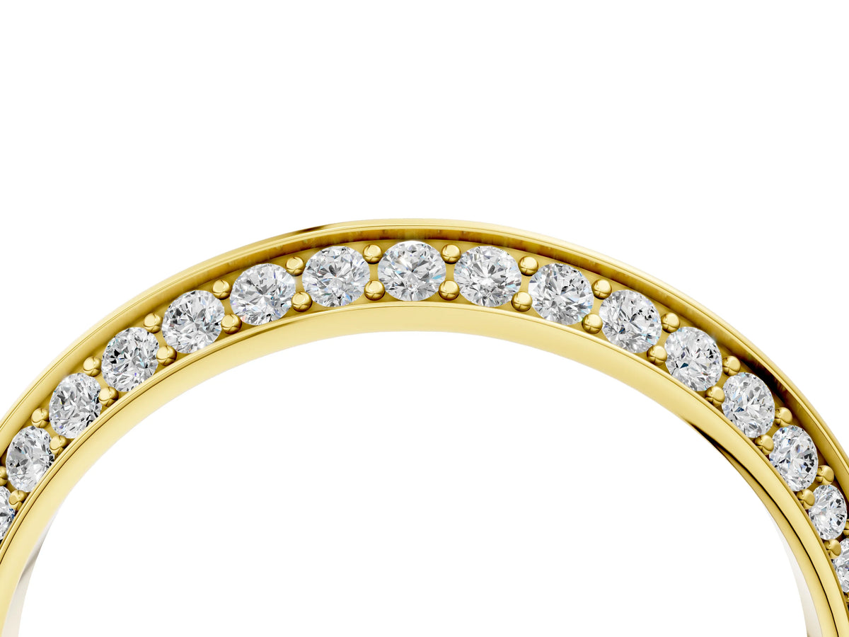 Yellow gold Double Row Pavé Round Diamond Eternity Band with Channel Setting_4