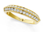Yellow gold Double Row Pavé Round Diamond White Gold Band with Shared Prong Setting_1