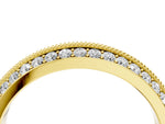 Yellow gold Double Row Pavé Round Diamond White Gold Band with Shared Prong Setting_4