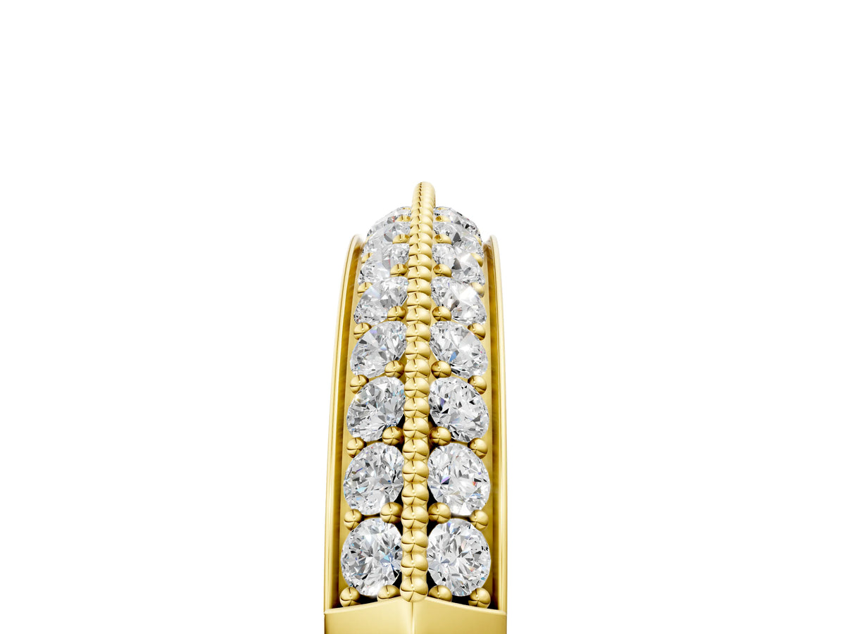 Yellow gold Double Row Pavé Round Diamond White Gold Band with Shared Prong Setting_5