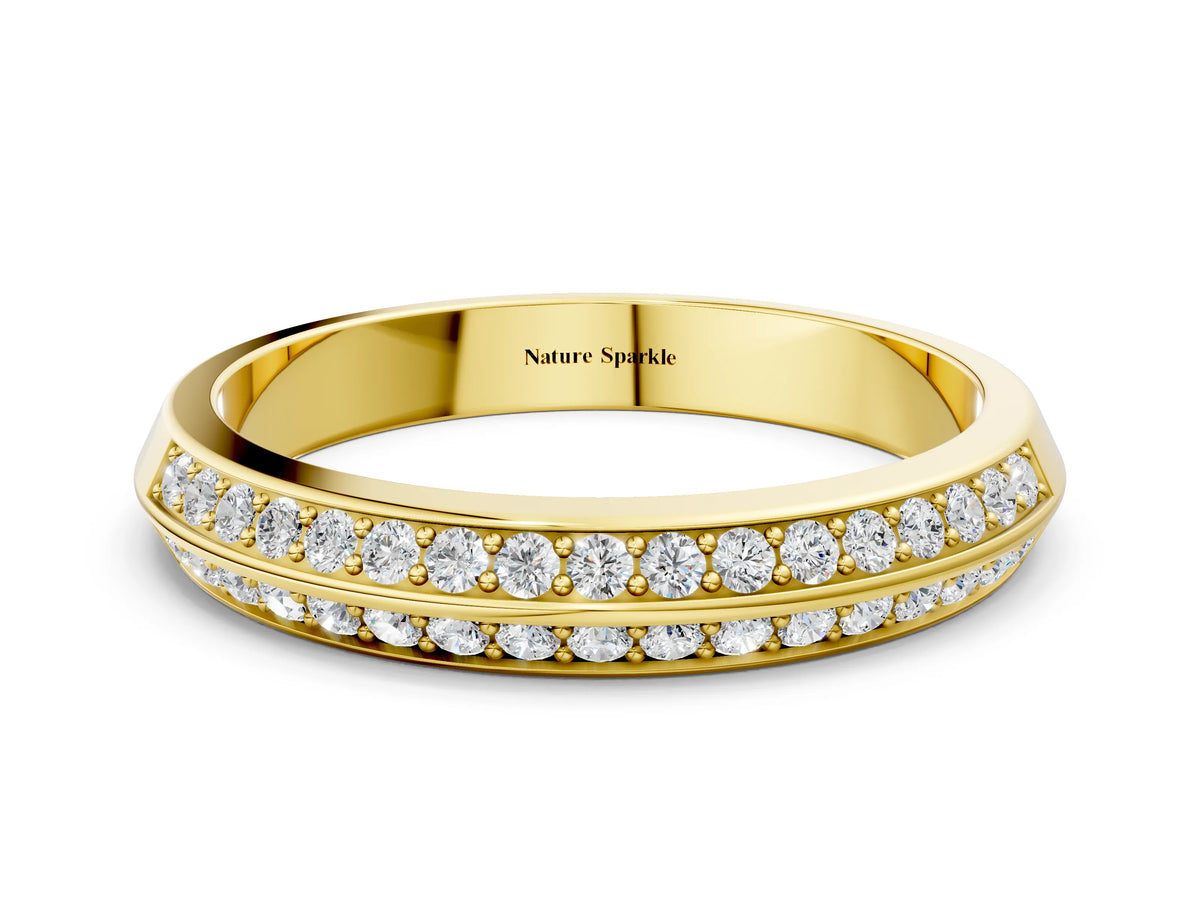 Yellow gold Double Row Round Diamond Channel Set Eternity Band