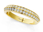 Yellow gold Double Row Round Diamond Channel Set Eternity Band_1