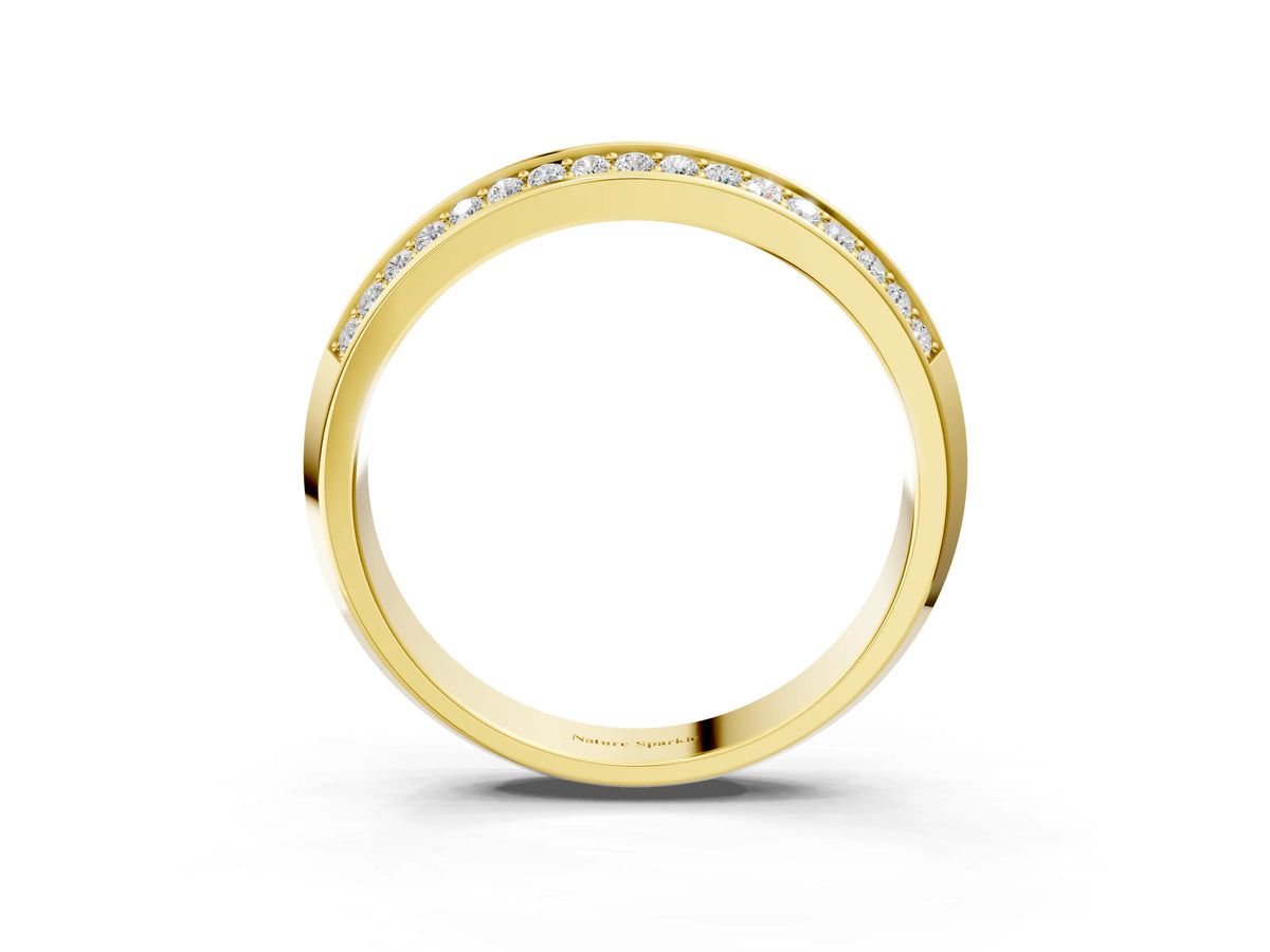 Yellow gold Double Row Round Diamond Channel Set Eternity Band_3