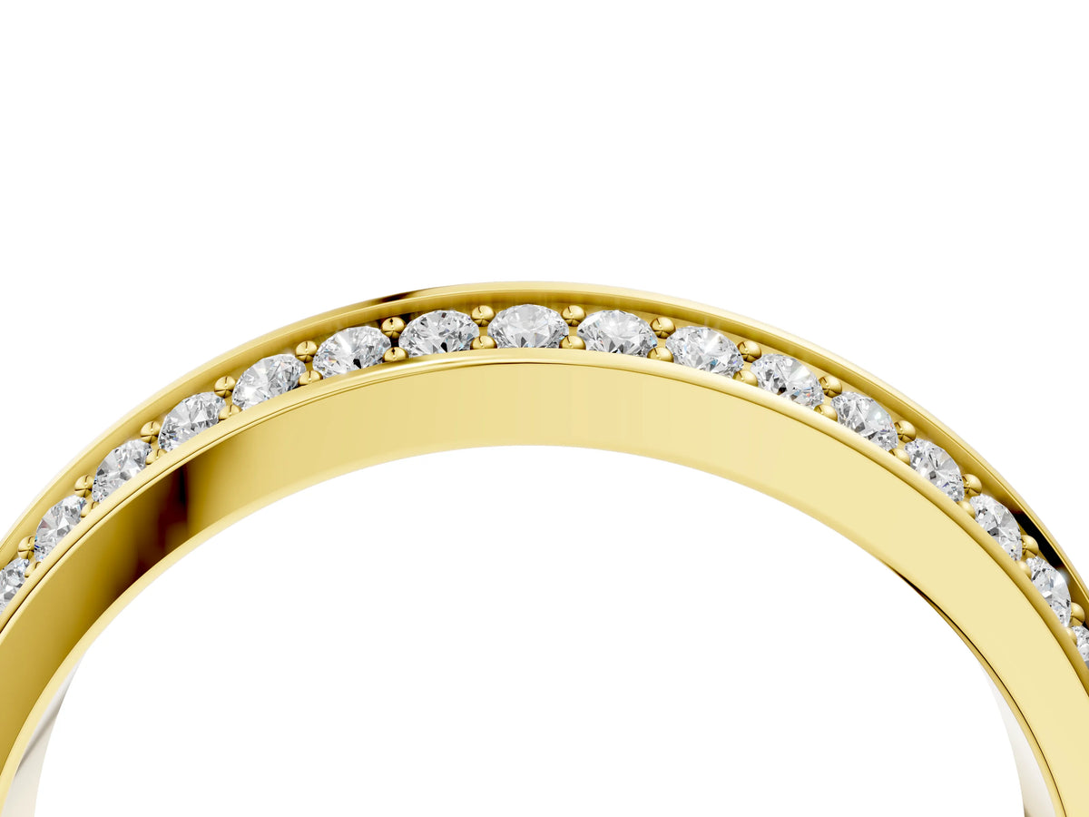 Yellow gold Double Row Round Diamond Channel Set Eternity Band_4