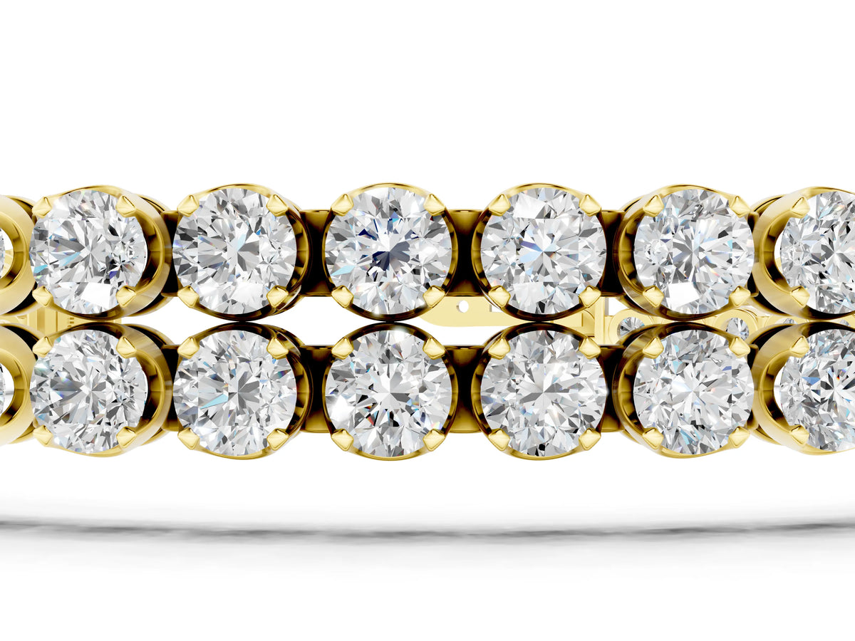 Yellow gold Double Row Round Diamond Tennis Bracelet with Prong Setting_1