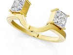 Yellow gold Dual Round Diamond Open Band Ring with Prong Setting_1