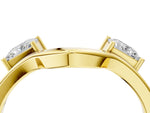Yellow gold Dual Round Diamond Open Band Ring with Prong Setting_4