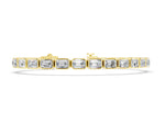Yellow gold East-West Emerald Cut Diamond Tennis Bracelet with Bezel Setting