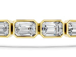 Yellow gold East-West Emerald Cut Diamond Tennis Bracelet with Bezel Setting_1