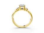 Yellow gold Emerald Cut Cut Three-Stone Channel Set Ring with Bar Prongs_3