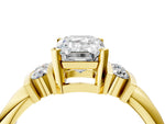 Yellow gold Emerald Cut Cut Three-Stone Channel Set Ring with Bar Prongs_4