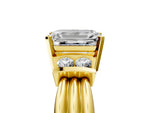Yellow gold Emerald Cut Cut Three-Stone Channel Set Ring with Bar Prongs_5